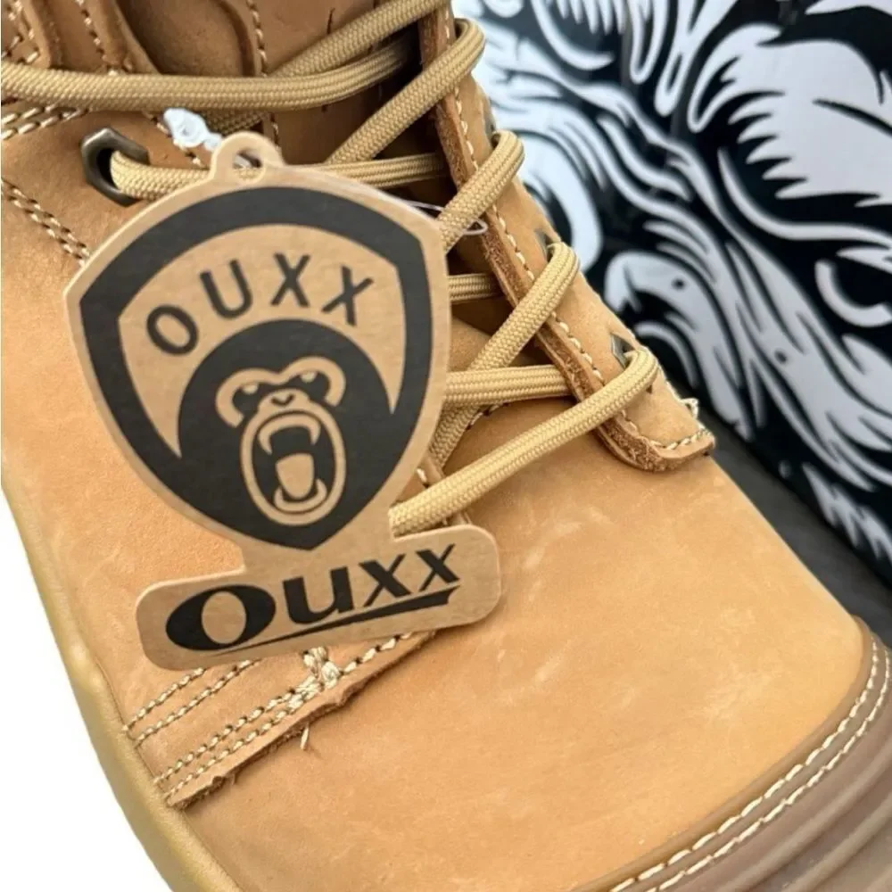 OUXX Men's 10 Wide Steel Toe Work Boots Tan Leather ASTM F2413-18 NEW